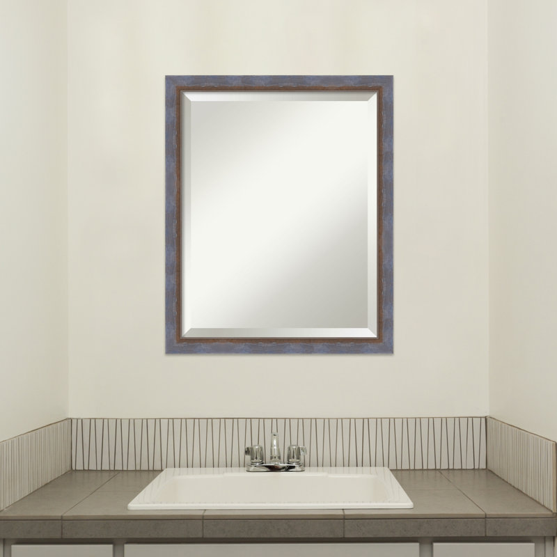 Xion Solid Wood Wall Mirror, Rectangle, Blue, 26.25" x 20.25"