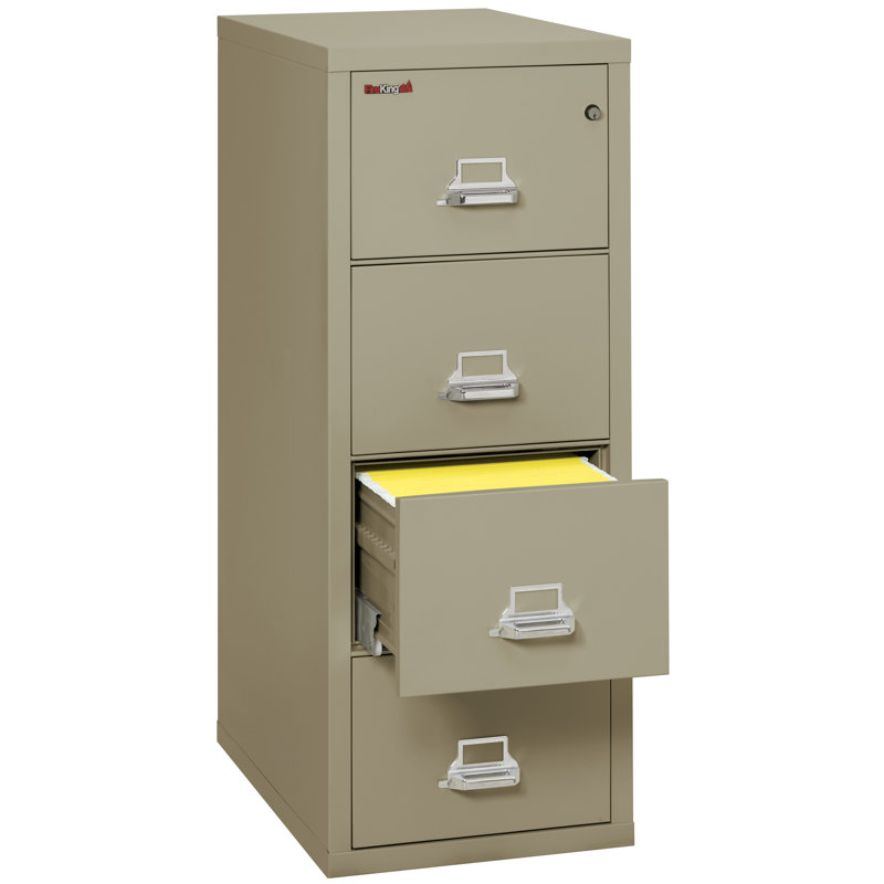 Classeur vertical 4 tiroirs ininflammable, Étain, Cadenas à combinaison, H 52,75 po x l 20,81 po x P 31,56 po 