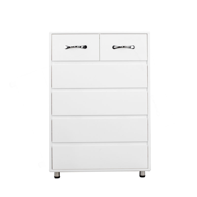 Table d'appoint à six tiroirs - Fonction de rangement multiple: armoire de couleur blanche avec 6 tiroirs, Blanc