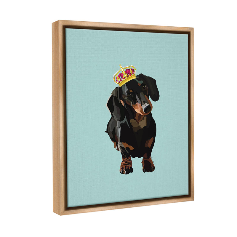 «Dachshund With Royal Crown» par Amelia Noyes sur, Cadre flottant orme Montalcino, H 31 po x l 25 po