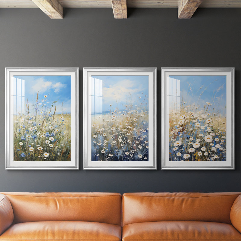 FLORAL Series V - Impression encadrée sur mesure de qualité supérieure mate - 3 pièces, H 27 po x l 39 po