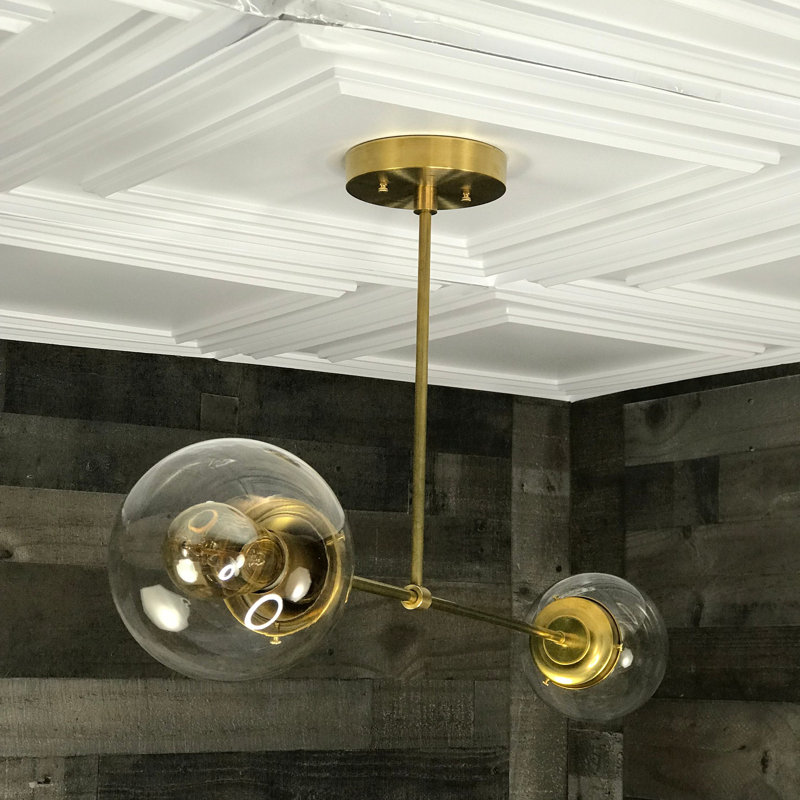 Shediac 2 - Light Dimmable Sphere Chandelier, Raw Brass, Clear