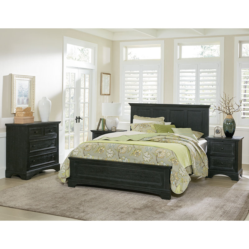 Ensemble de chambre à coucher standard Bunbury, Très grand, Rustique / Noir