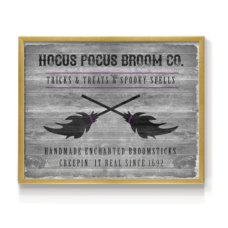 Hocus Pocus Broom Co -Framed Print - Restickable, 11" H x 14" W