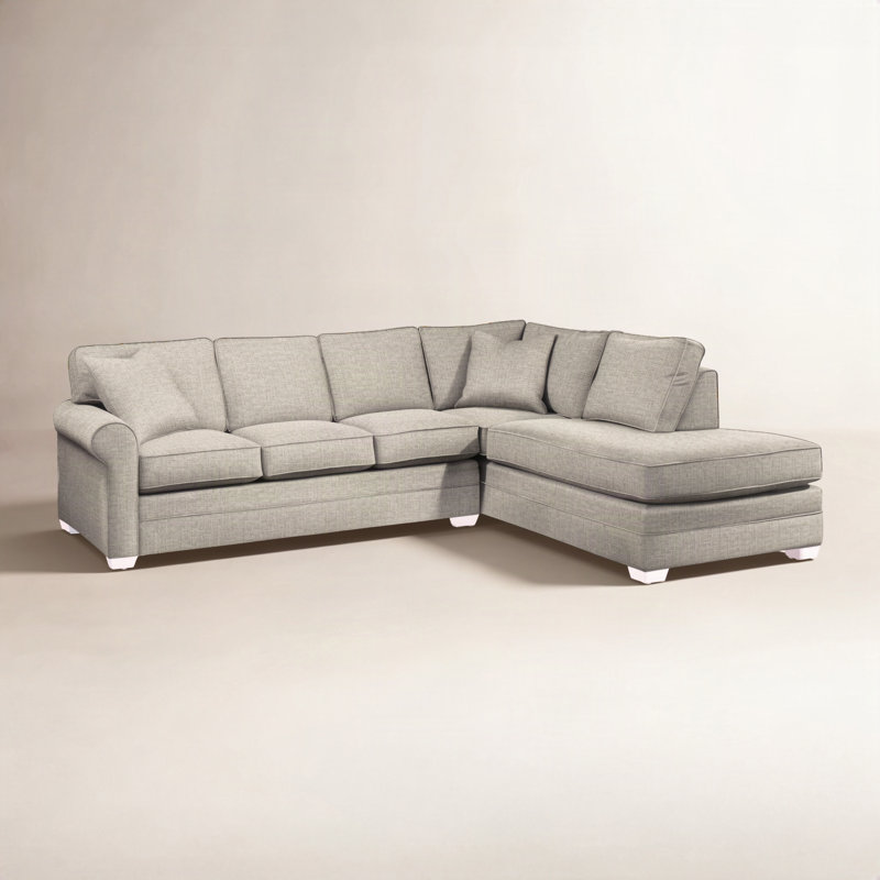Bedford Upholstered Sectional, Frost White Finish, Black Buffalo Check; 0120-81, Right Hand Facing