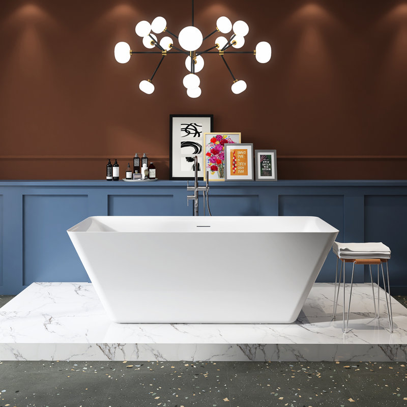 66" Freestanding Soaking Acrylic Bathtub