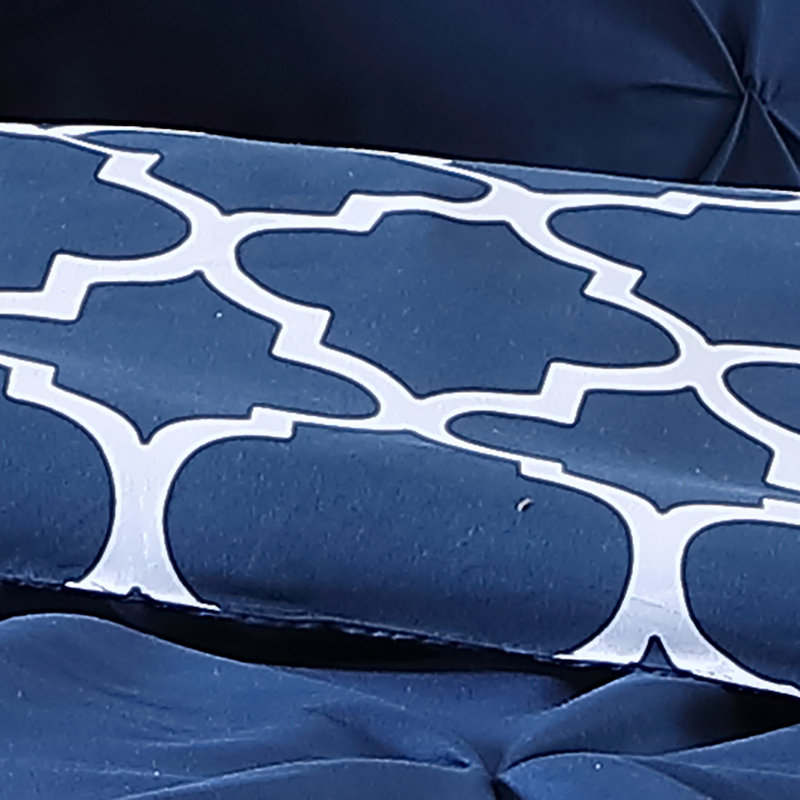Ensemble d’édredon réversible, Bleu marine, Édredon grand, 2 taies décoratives et coussins d