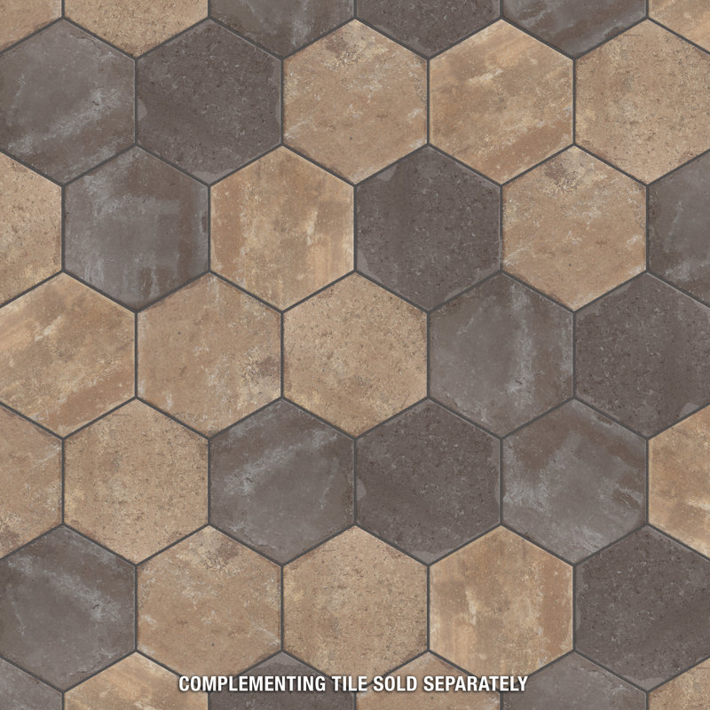 Brickyard Hex 8-1/2 In. X 9-7/8 In. Porcelain Rustic Wall & Floor Tile, Beige
