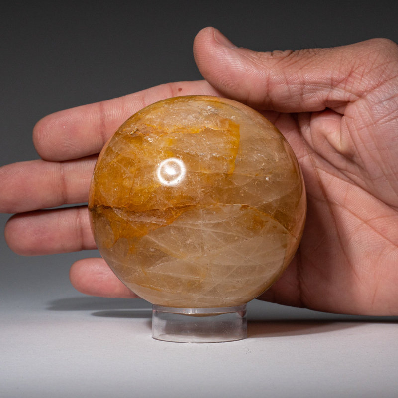 Lemon Quartz Sphere Sculpture (1.2 Lbs)