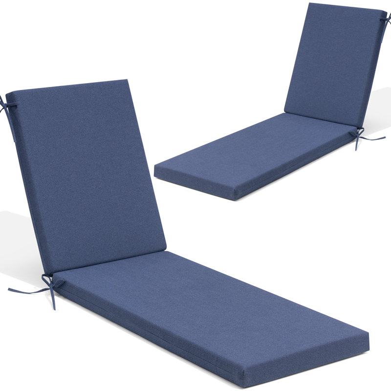 Outdoor 72''L Chaise Lounge Chair Seat / Back Cushion, 2, Blue Stripe