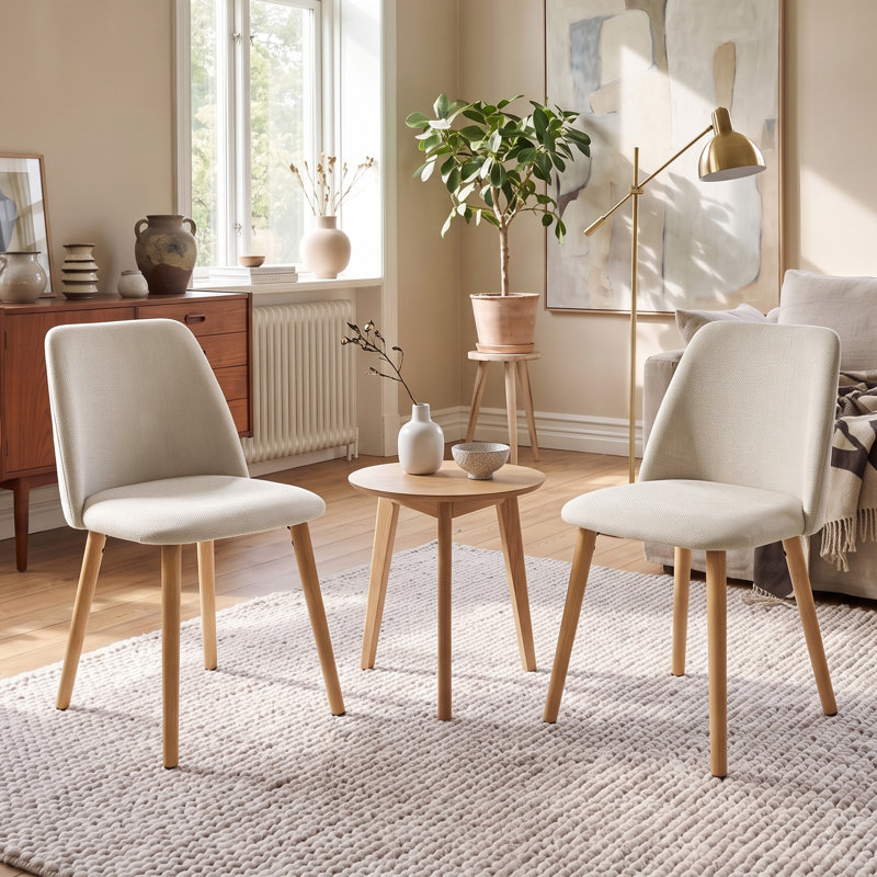 48 cm H Upholstered Dining Chair, Beige, 2, Beige