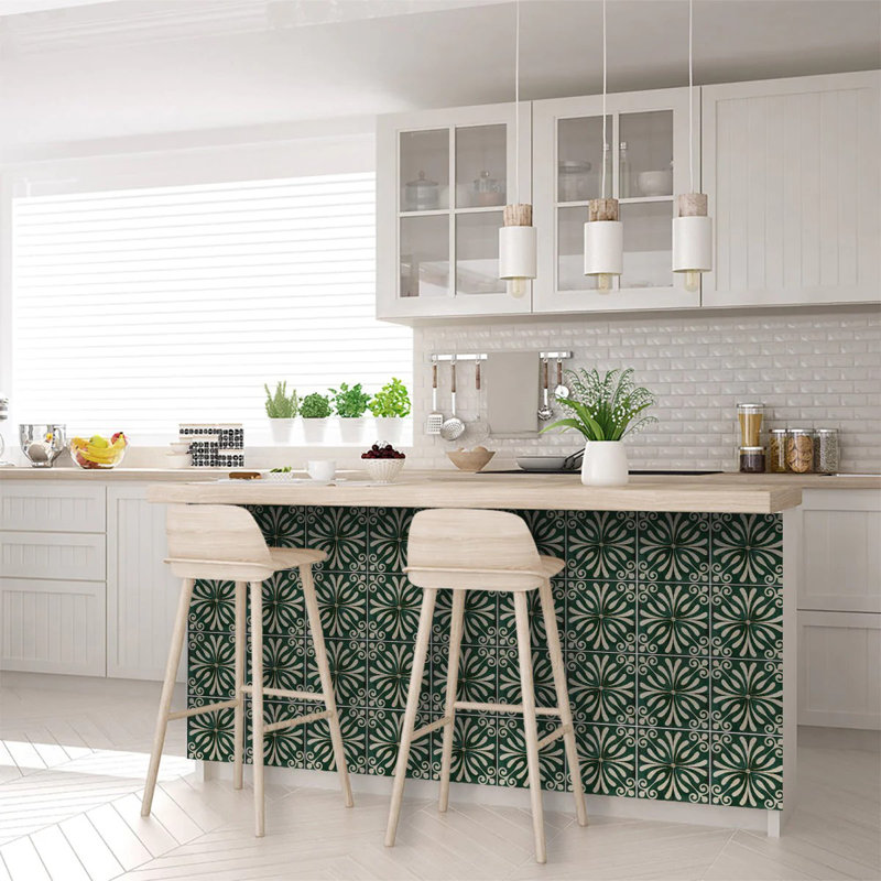 Dark Green and Beige 12x12-inch Vinyl Peel and Stick Mosaic Tile Set