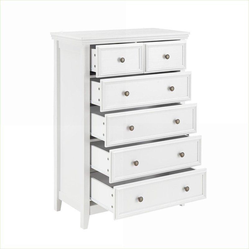 Commodes | Commode de rangement à 6 tiroirs de style maison de campagne, blanc cassé | Panneau de fibres à densité moyenne | Salon