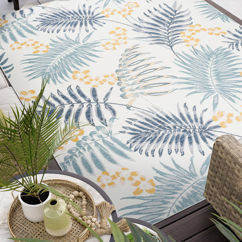 Tapis intérieur / extérieur en polypropylène tissé à plat réversible Vanesa - bleu marine 