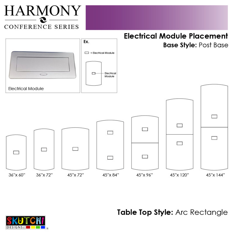 Table de conférence Arc, L 120 po x l 48 po, Cyprès blanc, Argent argent