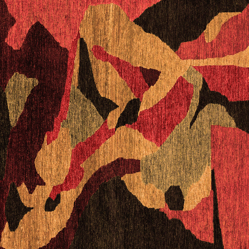 Tapis abstrait en laine et polyester tissé à la machine Actisdano, Carré 5 pi