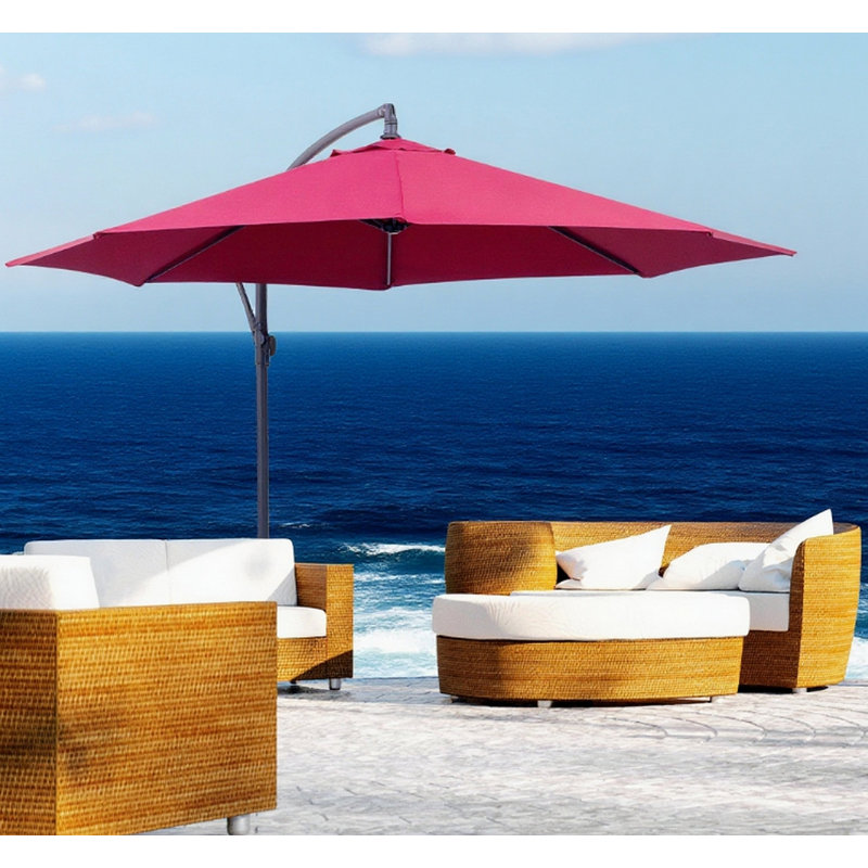 Parasol de patio décalé avec base de parasol en porte-à-faux