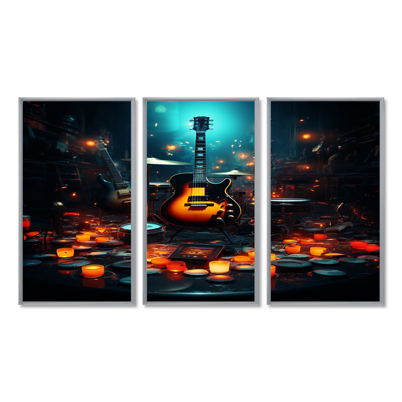 Casanova - Ensemble d'art mural musical, H 40 po x l 60 po x P 1 po, Encadrement argenté