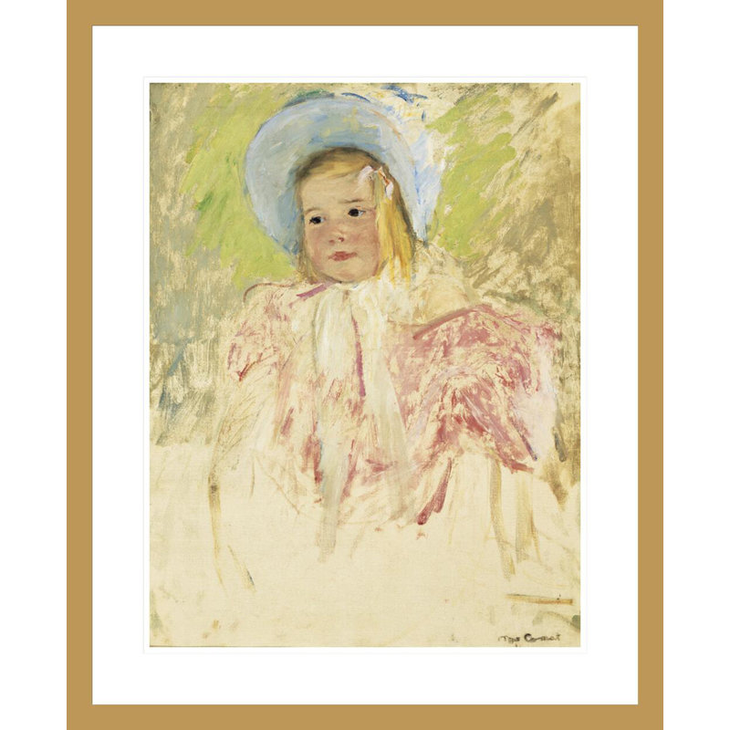 «Simone in a Blue Bonnet (No. 1)» par Mary Cassatt, impression giclée encadrée, H 28,77 po x l 23,5 po