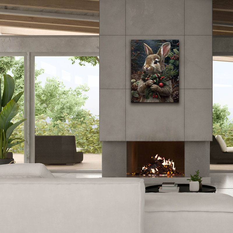 Art mural sur toile The Holiday Aisle® «Christmas Rabbit With Scarf» par Momart, H 34 po x l 26 po x P 1,5 po