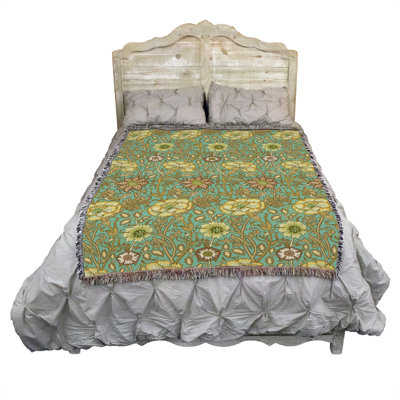 Pure Country Weavers William Morris Pink and Rose Medallion Blanket - Arts & Crafts - Gift Tapestry Throw Woven from Cotton - Made in The USA (72x54)