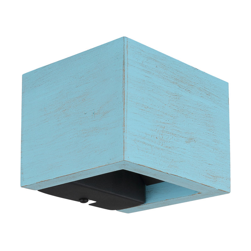 Alshareef Manufactured Wood LED Flush Mounted Sconce, Blue