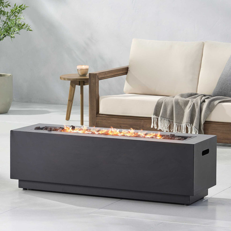 Table d'extérieur rectangulaire en fer au propane 50000 BTU avec support de réservoir - Gris foncé