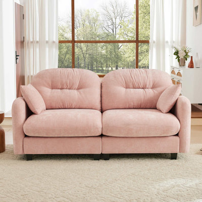 74" Chenille Upholstered Pillow-Top Arm Loveseat Sofa