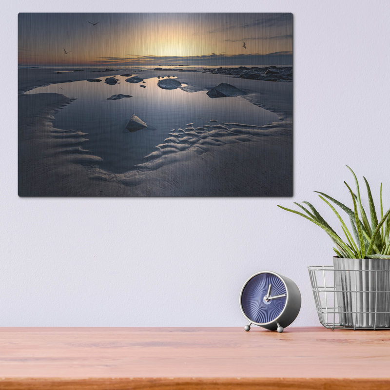 Mur de métal Highland Dunes «Wells Beach Solitude» par Rick Berk, H 12 po x l 16 po