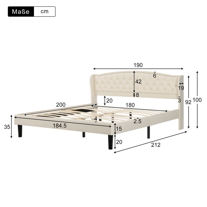 Bonvale Upholstered Bed, Super King (6')
