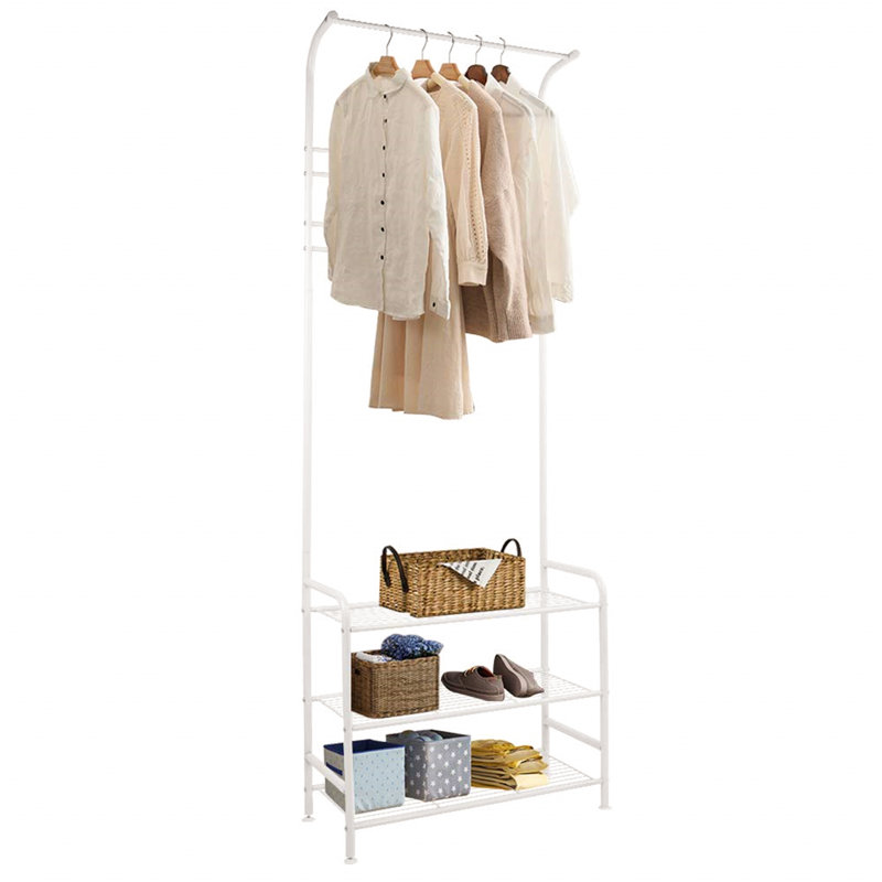 Iron Freestanding 8 - Hook Coat Rack, White