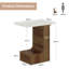 C-shaped Side Table, Industrial C Table For Sofa With Faux Marble Tabletop, 2-tier Bedside Furniture For Living Room, Bedroom, Side Table