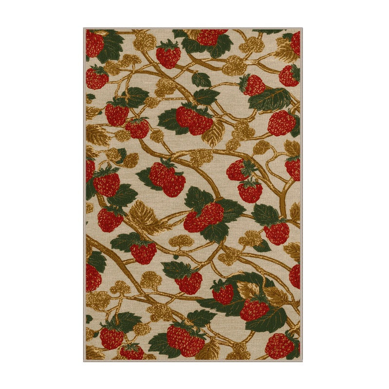  Tapis lavable framboise aux fruits dorés, Rectangulaire 3 pi x 5 pi
