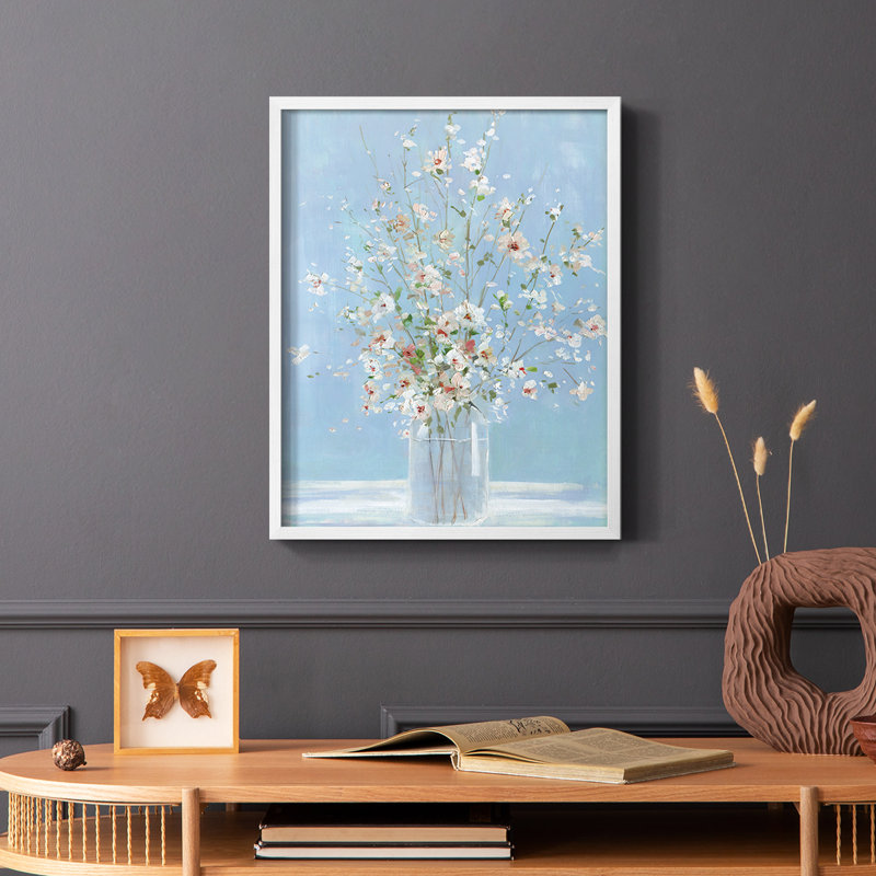 «Cherry Blossom Arrangement», reproduction encadrée - bois massif, Blanc, H 10 po x l 8 po