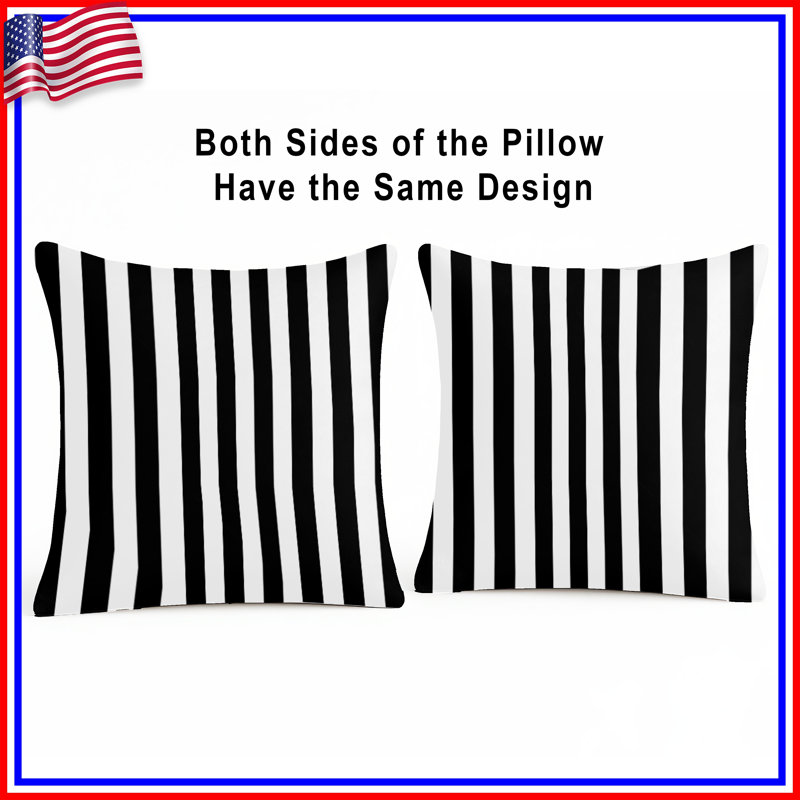 Black White Stripes Double Sided Throw Pillows, 16 po x 16 po