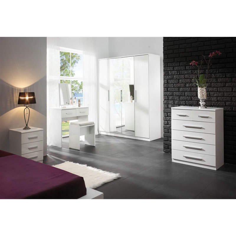 Kirkwood Dressing Table with Mirror, White