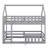 Twin Over Twin House Bunk Bed With Fence And Door-1325644143