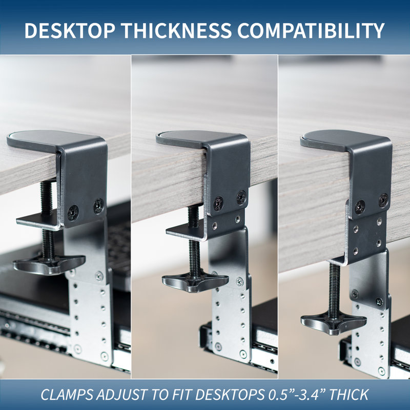 Black Adjustable Under Desk Keyboard Tray with Metal Frame