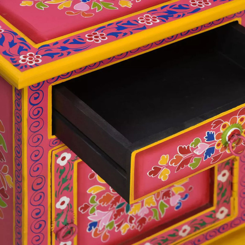 Plath 40cm W Solid Wood Bedside Table, Pink