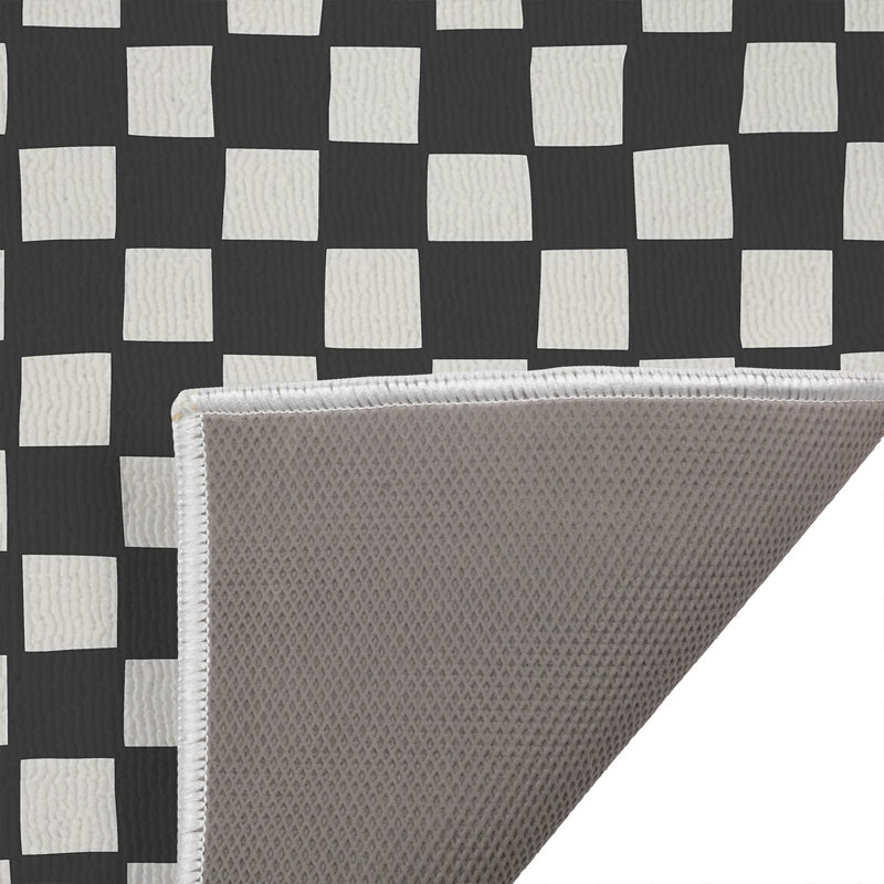 Checkered Absorbent Non-Skid Rectangular Toilet Mat