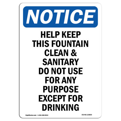 Help Keep This Fountain Clean and Sanitary Sign