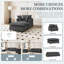 Très grande méridienne intérieure, canapé-lit simple en chenille avec siège large, fauteuil rembourré avec repose-pieds et repose-pieds mobile, ensemble de canapé-lit pour le salon, la chambre à coucher