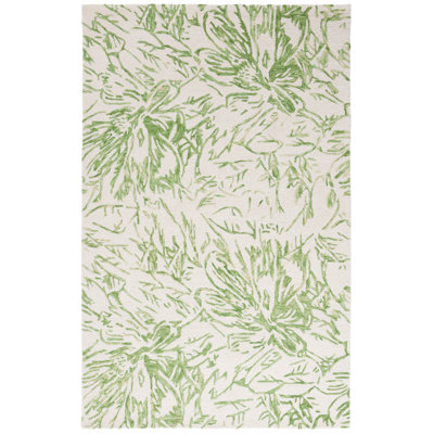 Abbigaile Hand Tufted Wool/Cotton Floral Rug in Ivory/Green