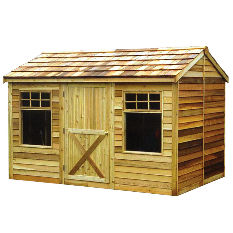 Haida 12 ft. W x 10 ft. D Western Red Cedar Wood Storage Shed, 112" H x 144" W x 120" D