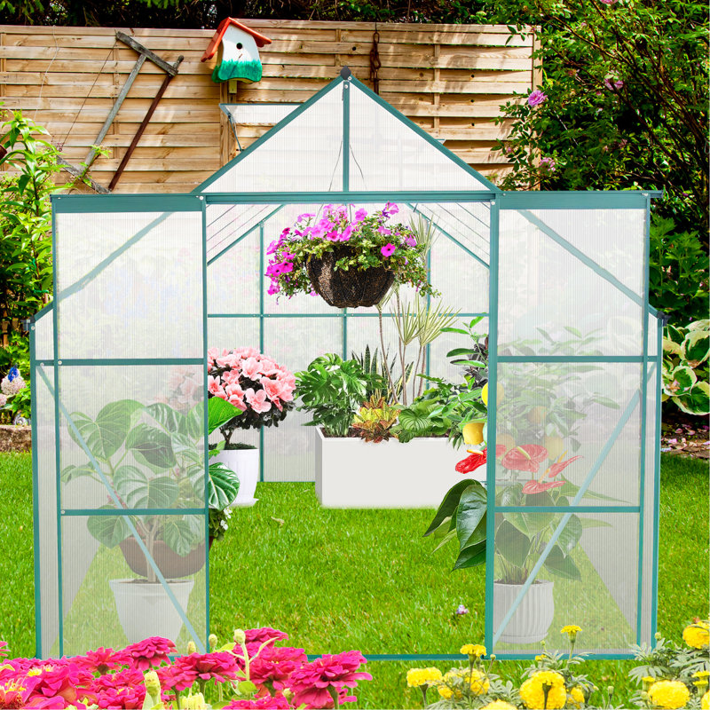 All Season Greenhouse With Stable Base - Wind And Rain, 8X10ft Door Access Management Unwanted Entry,