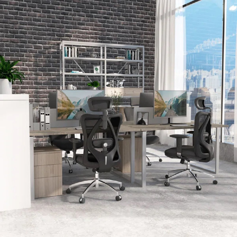 Ergonomic Office Chair, with Adjustable Headrest and Lumbar Support, High Back, Black