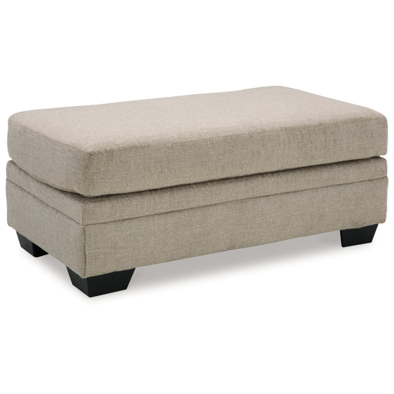 Gwendolynne Upholstered Ottoman, Light Gray 100% Polyester