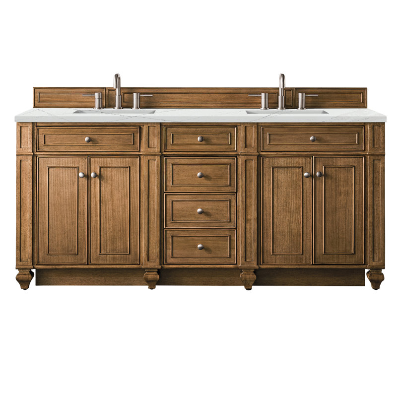 Bristol 72'' W Double Vanity, 8" Widespread, Ethereal Noctis, Saddle Brown