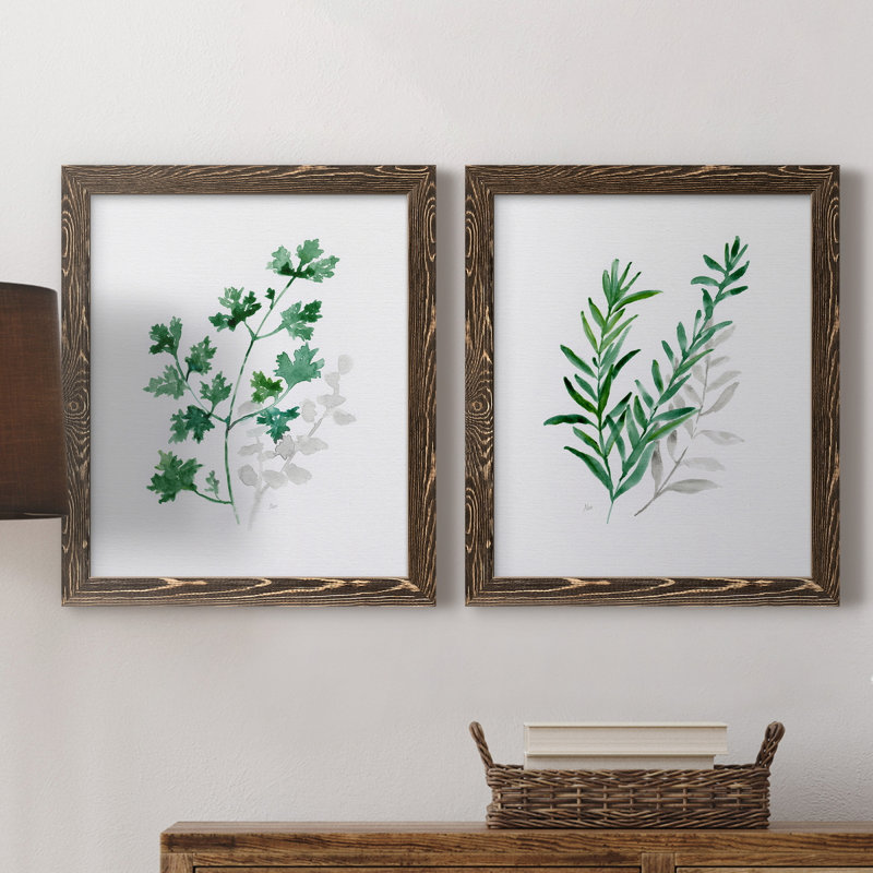Freshly Picked I - Ensemble de 2 peintures sur toile encadrées, H 31,5 po x l 43,5 po x P 1 po, Noyer