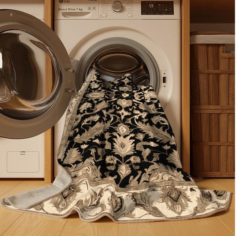 Tapis brun lavable à la machine, Rectangulaire 7 pi x 10 pi